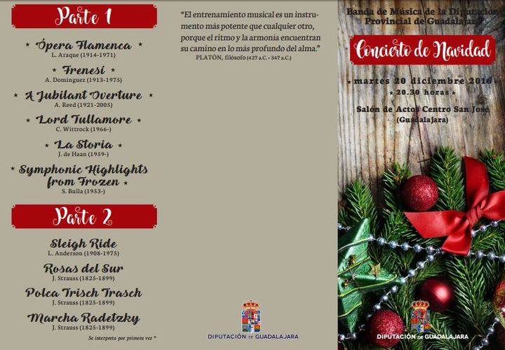 La Banda de Música de la Diputación de Guadalajara ofrecerá el próximo martes 20 un variado y alegre 'Concierto de Navidad”