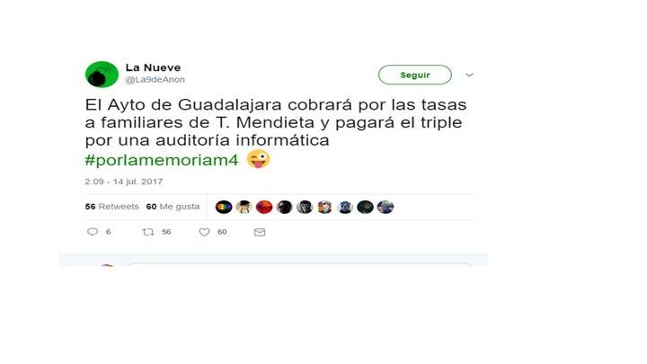 Tienen muy mala leche : 'Hackean' al Ayuntamiento de Guadalajara por cobrar la exhumación de Mendieta