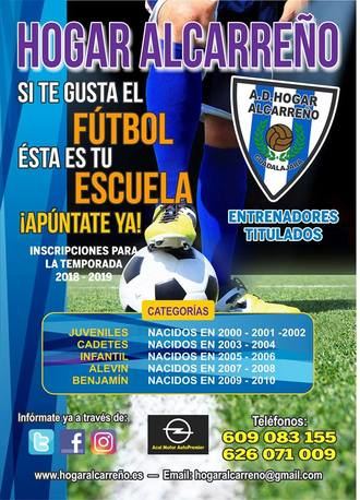 En marcha las Escuelas de f&#250;tbol del Hogar Alcarre&#241;o 2018-19