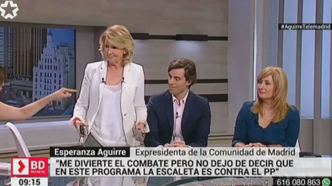 Esperanza Aguirre en estado puro, abandona en directo un programa de Telemadrid: "Sois anti-PP"