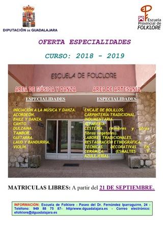 El viernes se abre el plazo de matrícula libre en la Escuela de Folklore de la Diputación de Guadalajara
