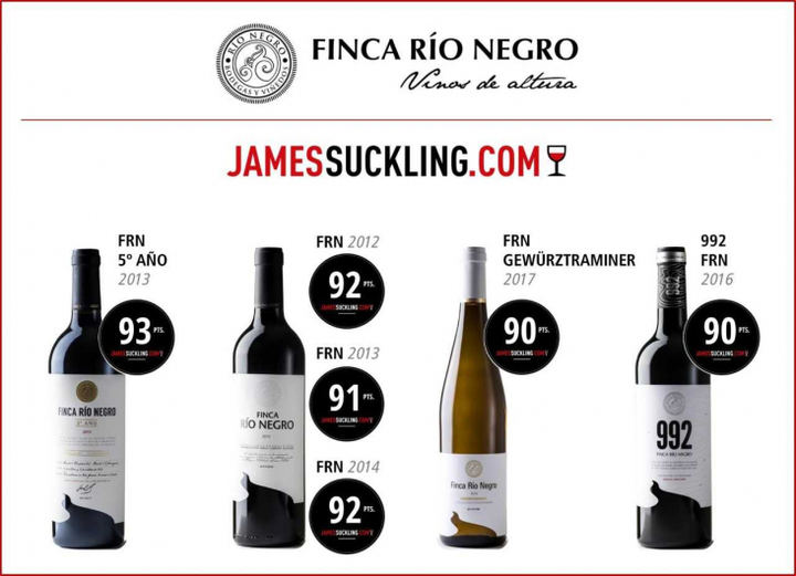 El vino tinto 'Finca Río Negro 5º Año 2013' consigue 93 puntos en la James Suckling