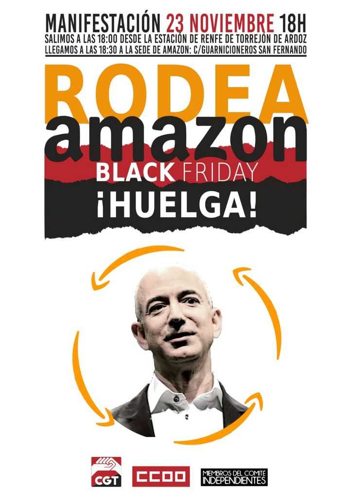 Una manifestación ciudadana rodeará el centro logístico de Amazon de San Fernando en su primera jornada de huelga 