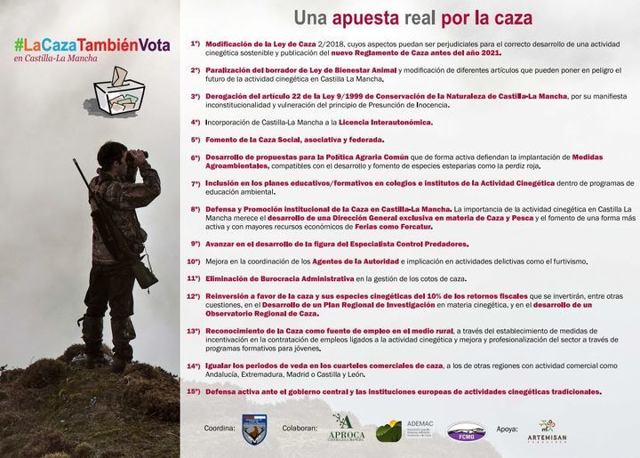 #LaCazaTambiénVota, nueva campaña del sector cinegético de Castilla-La Mancha