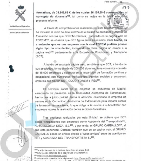 La Guardia Civil desvela que UGT y CCOO podrían estar usando una trama común para quedarse fondos de formación en Extremadura