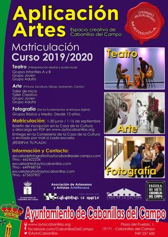 Abierta la matrícula para el curso 2019-2020 en las Escuelas de Arte, Teatro y Fotografía de Cabanillas