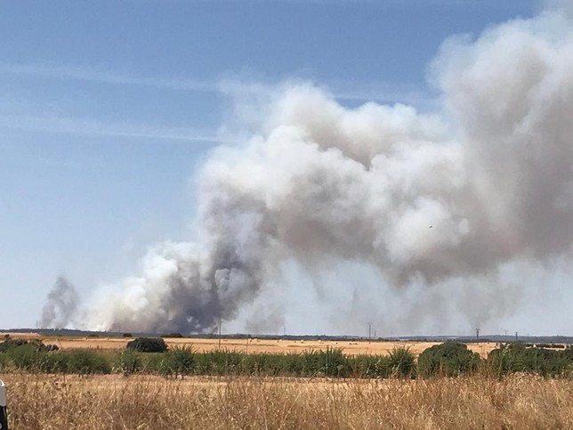122 personas y 13 medios aéreos trabajan en la extinción de un incendio en Barchín del Hoyo (Cuenca)