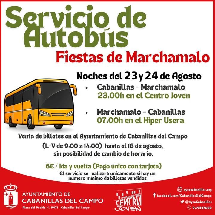 Se habilita desde Cabanillas un servicio especial de autobuses para ir a las Fiestas de Marchamalo