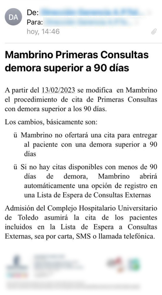 PILLADA A PAGE : Un mail de los equipos sanitarios del Gobierno de Castilla-La Mancha ordena ESCONDER pacientes de sus LISTAS DE ESPERA sanitarias 