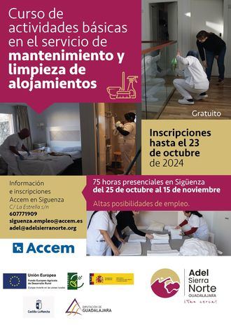 ADEL convoca un curso de formación como personal de mantenimiento y limpieza de alojamientos