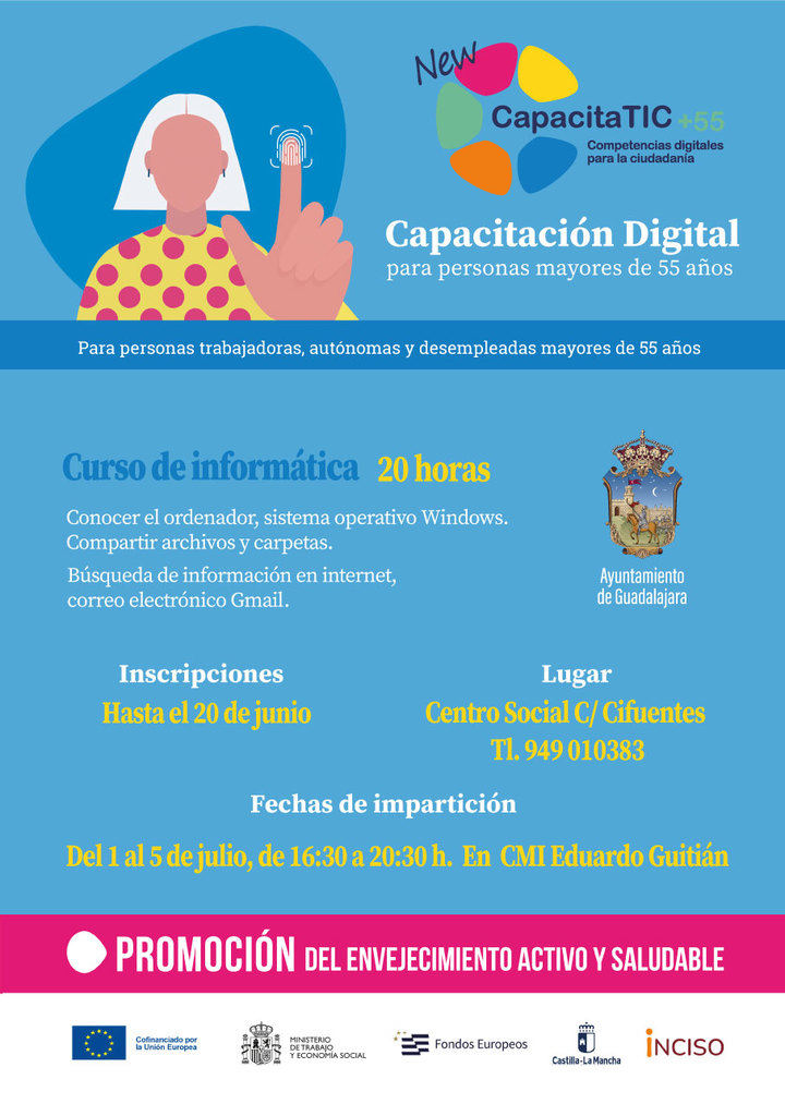 El Ayuntamiento de Guadalajara lanza un curso de Capacitación Digital para mayores de 55 años