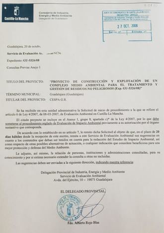 Román demuestra con documentos que Alberto Rojo inició el proyecto de vertedero industrial siendo delegado de Medio Ambiente en 2008