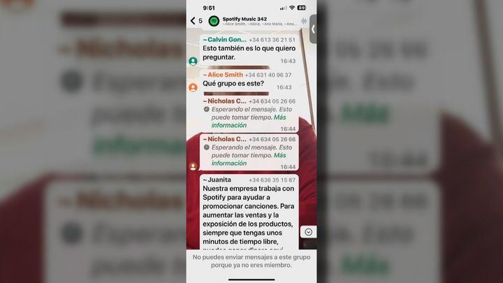 Alertan de una estafa en Whatsapp que promete ingresos por escuchar canciones en Spotify