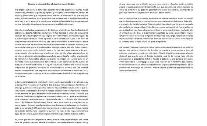 Un manifiesto firmado por socialistas e intelectuales reclama el cese de Paglo Iglesias