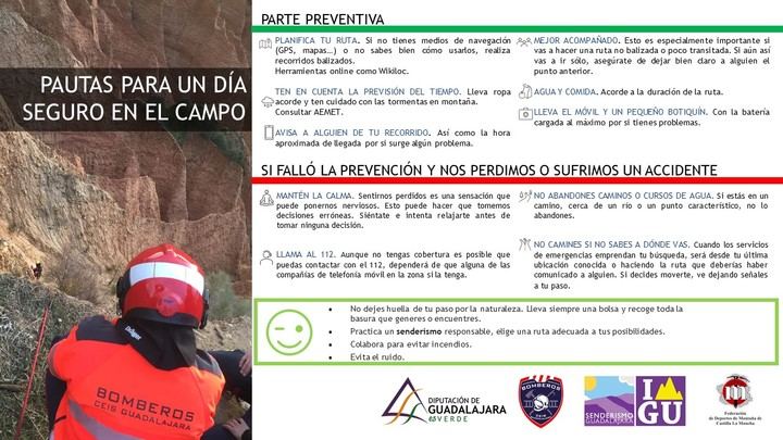 Los bomberos de la Diputación de Guadalajara ofrecen pautas para practicar senderismo seguro y responsable