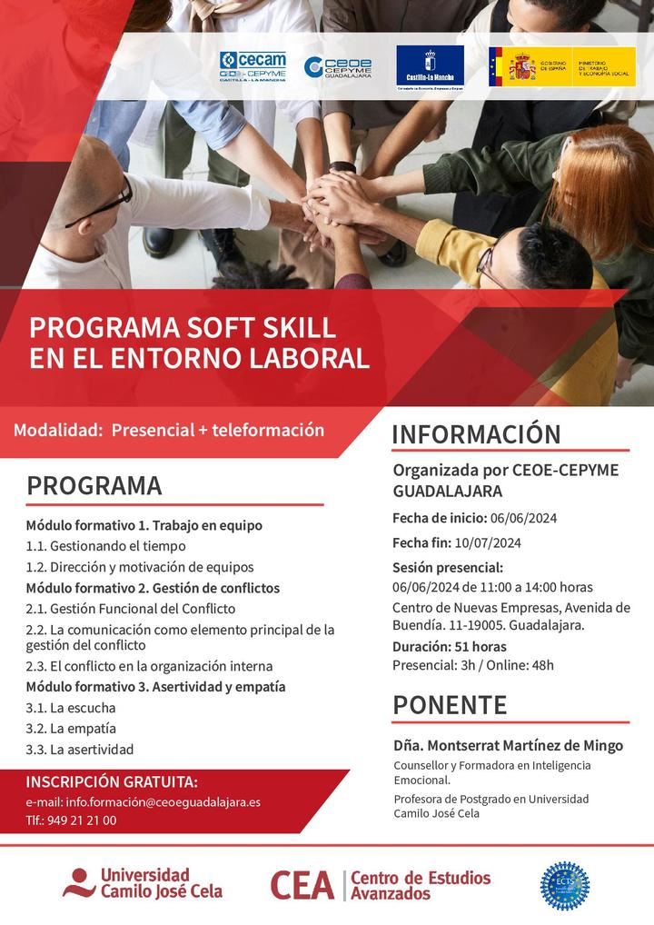 CEOE-CEPYME GUADALAJARA organiza “Programa soft skill en el entorno laboral” 