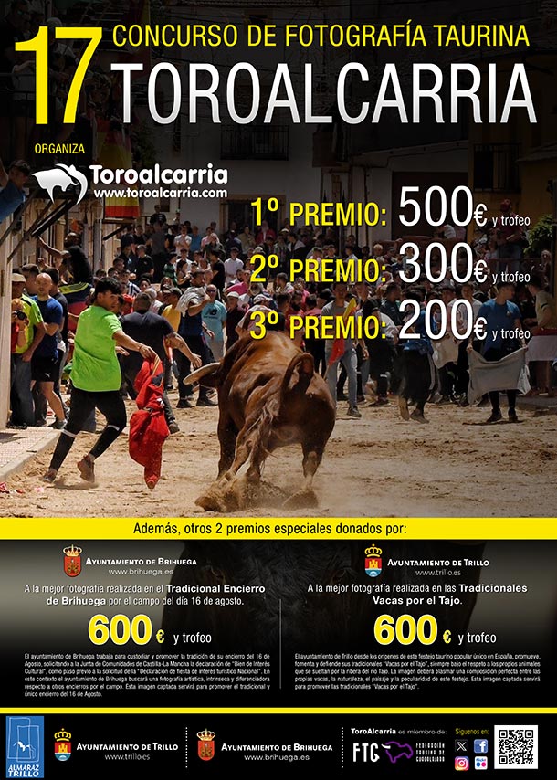 ToroAlcarria convoca su 17º Concurso de Fotografía Taurina en la víspera de las Vacas por el Tajo