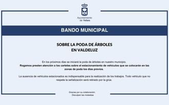 Poda de árboles en Valdeluz: atención a la señalización de estacionamiento