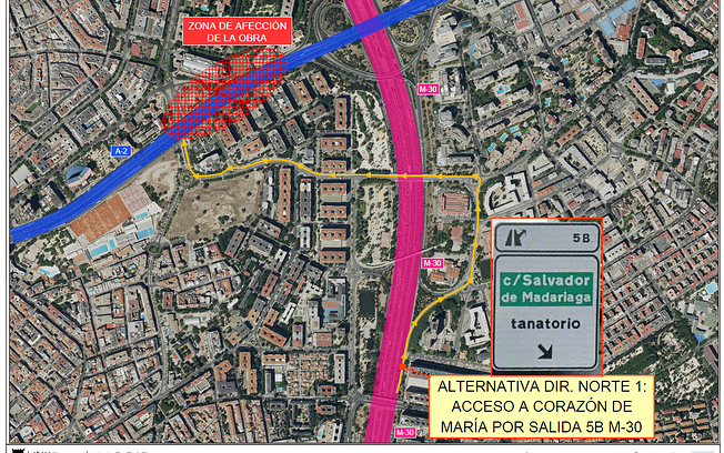 El Ayuntamiento de Madrid instalará este fin de semana el tramo central de la nueva pasarela peatonal sobre la A-2