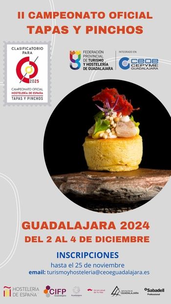 La Federación de Turismo y Hostelería de Guadalajara abre el plazo de inscripción para el II campeonato de tapas y pinchos 2024