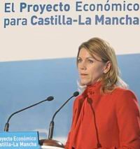 María Dolores Cospedal durante su intervención en Toledo, presentando las medidas económicas para CLM.