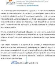 Comunicado de la Diputación de Guadalajara