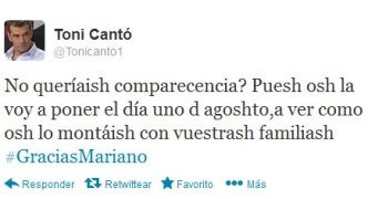 Toni Cantó se mofa en Twitter de la pronunciación de la 's' de Rajoy 