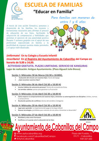 El Ayuntamiento de Cabanillas pone en marcha una nueva edición de su 'Escuela de Familias'