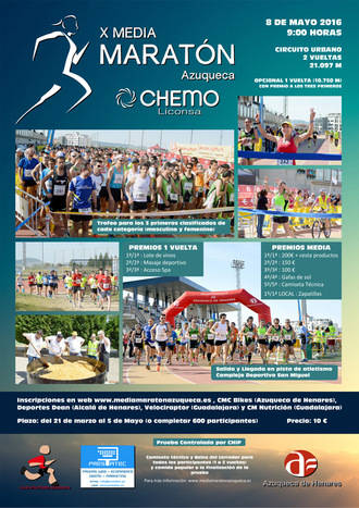 Hasta el 5 de mayo, sigue abierta la inscripción en la Media Maratón Azuqueca Chemo-Liconsa