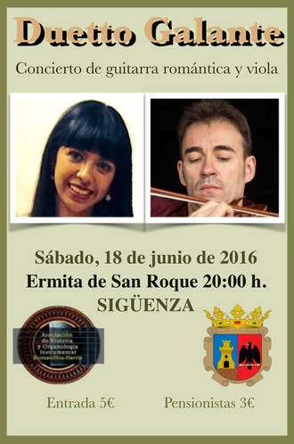 Este sábado, concierto de guitarra romántica y viola en la Ermita de San Roque