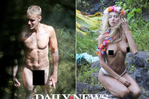 El Daily News "pilla" totalmente desnudo a Justin Bieber con la modelo Sahara Ray