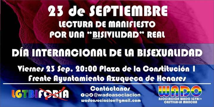 El Manifiesto del Día Internacional de la Bisexualidad se presentará y leerá en Azuqueca de Henares